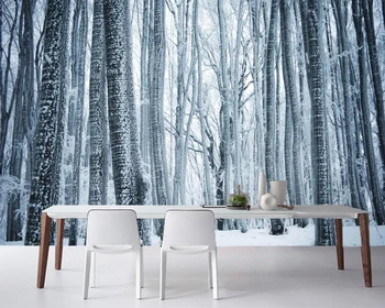 

Papel de parede Forests Winter Trees Trunk tree Snow Nature photo wallpaper,living room sofa TV background bedroom 3d mural