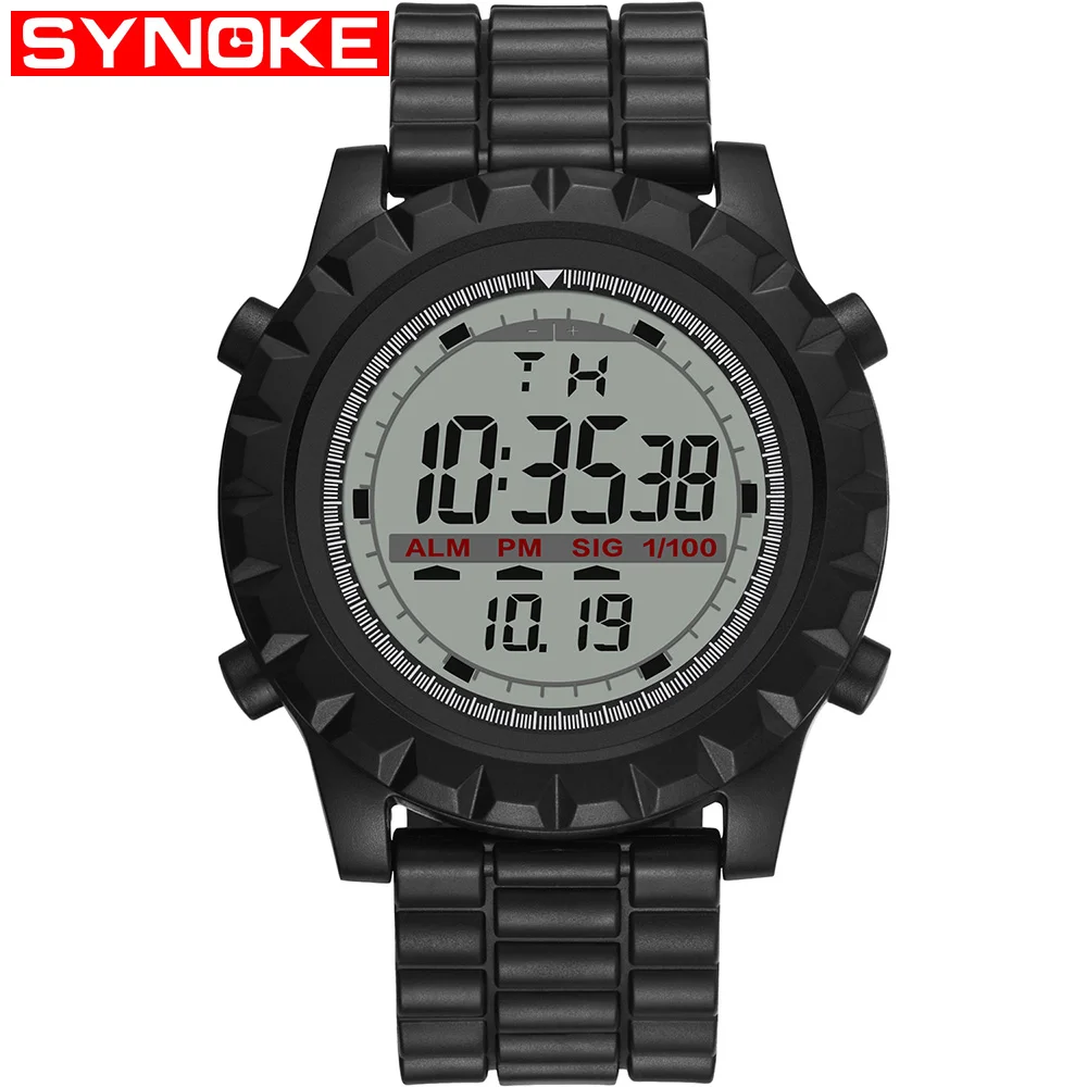 SYNOKE мужские часы светодиодные цифровые наручные часы студенческие мужские цифровые часы спортивные уличные водонепроницаемые Relogio Masculino - Цвет: Black