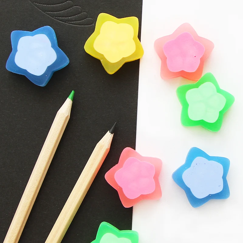 2Pcs/Lot Novelty Cute Star Love luminous Eraser Jelly Rubber kawaii