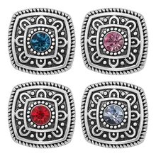 Новинка KZ3138 очаровательные Разноцветные квадратные Стразы с узором 20 мм кнопки подходит для браслета с защелкой ювелирные изделия оптом