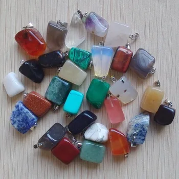 

2017 new hot selling Mixed Natural stone assorted Irregular shape pendants charms jewelry 24pcs/lot Wholesale Free shipping