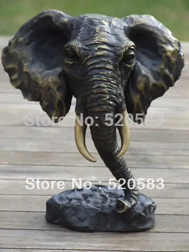 

free WONDERFUL ELEPHANT HEAD SIGNED SCULPTURE HOTCAST BRONZE fast