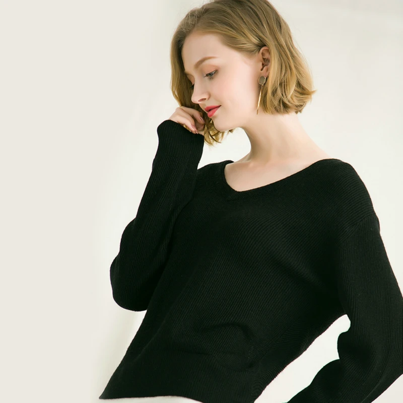 Women Sexy Sweaters Warm Pullover and Jumpers V-Neck Wool Pullover Twist Pull Jumpers Autumn 2018 Knitted Sweaters Christmas