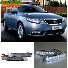eeMrke Car LED DRL For Kia Forte 2010 2011 2012 2013 Xenon White DRL Fog Cover Daytime Running Lights Kits