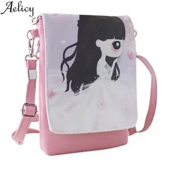 

Aelicy New Cartoon Printed Flap Women Shoulder Bags Female Purse and Handbags Girls Children Mini Messenger Bag for Girls