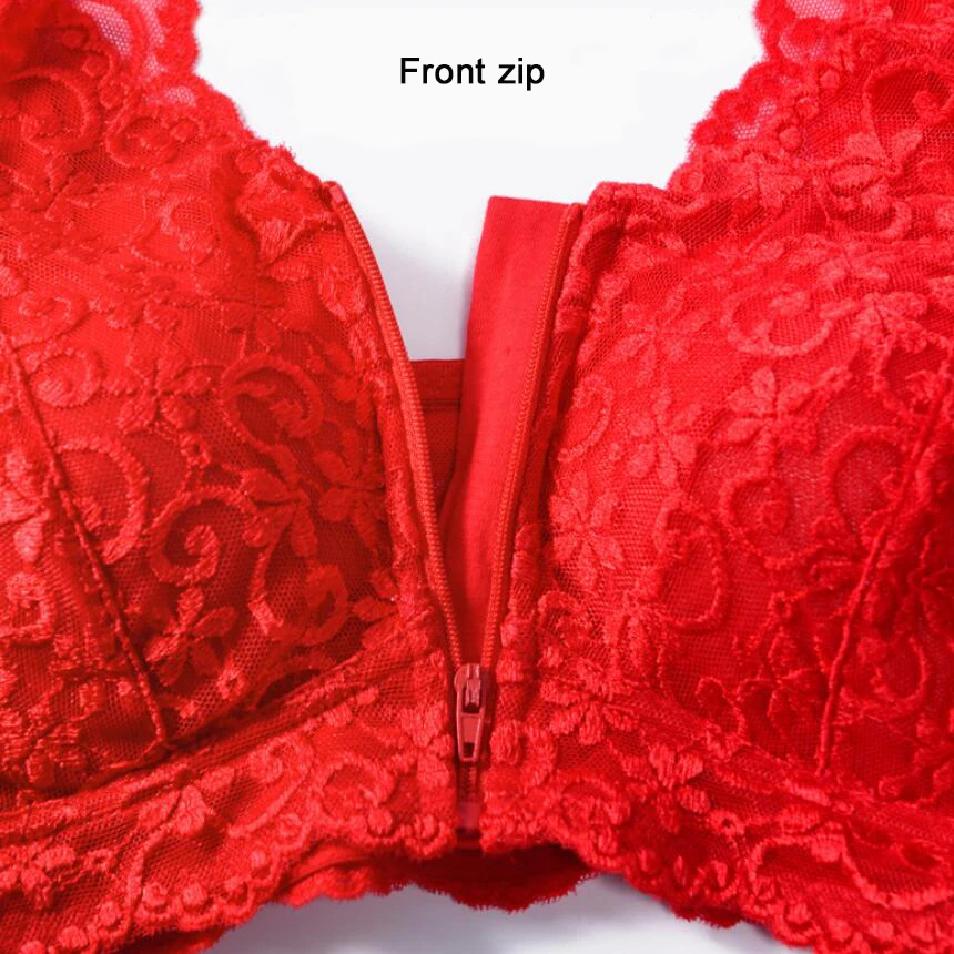 Silicone Breast Bra Mastectomy Bra Red Lace Pocket Bra 95C for Fake Breast Forms Prosthesis Cancer Women Artificial Boobs D30