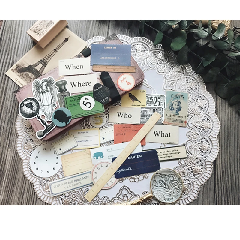 

Vintage Bill Ticket Letters Stickers DIY Scrapbooking Beautiful Album Craft Happy Planner Decoration Gift Label Stickers Package