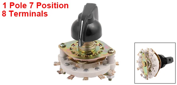 KCZ 1 Pole 7 Position 8 Terminal Band Channel Rotary Switch Selector with Cap