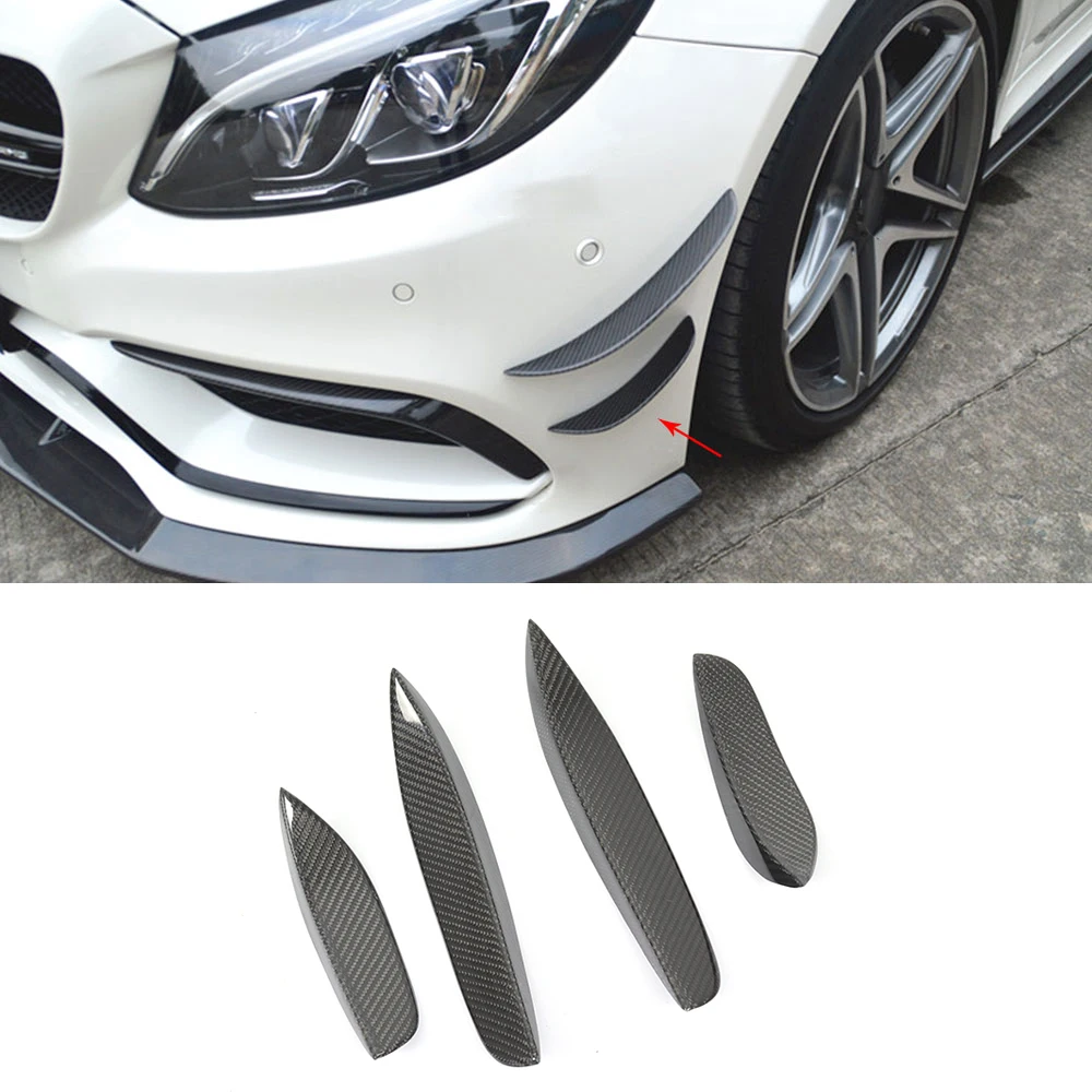 C Class Carbon Fiber Front Bumper Side Spoiler Fins Trims for Mercedes