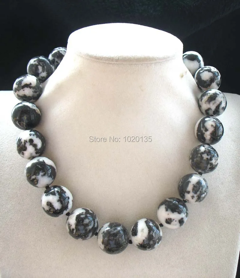

black and white color zebra agate round 12/14/16/18mmmm necklace 18" nature fppj