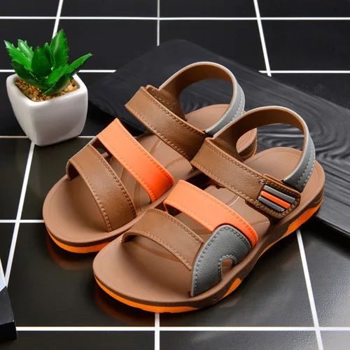 Новинка года; горячая распродажа; летние детские износостойкие сандалии в Корейском стиле с мягкой подошвой; пляжная обувь для отдыха для мальчиков и девочек с противоскользящей подошвой - Цвет: 812brown