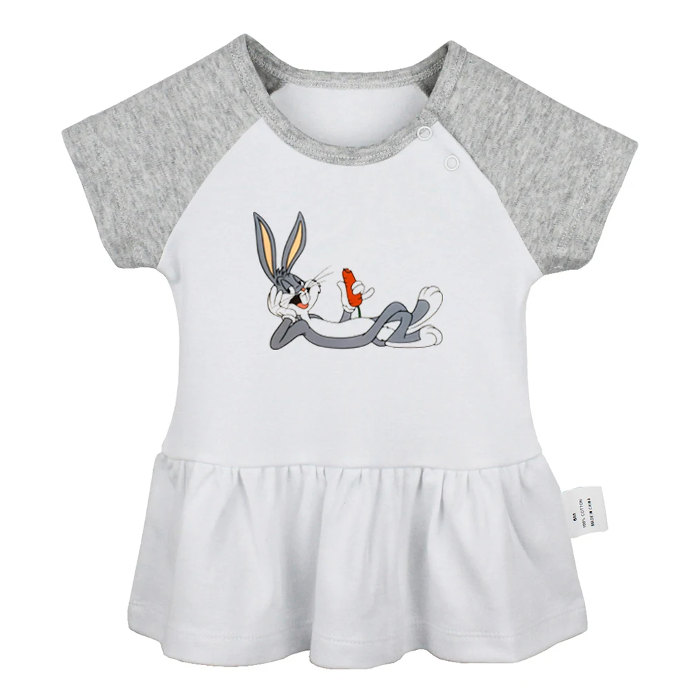 

Cartoon Rabbit Cute Bugs Bunny and Black Cat Tweety Birds Design Newborn Baby Girls Dresses Toddler Infant Cotton Clothes