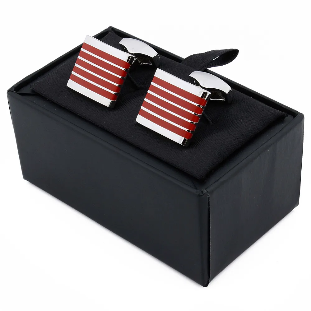 Cena HAWSON Red emalia Wedding Man spinki do mankietów srebrny kolor spinki do mankietów zapiąć przycisk do koszuli na sprzedaż