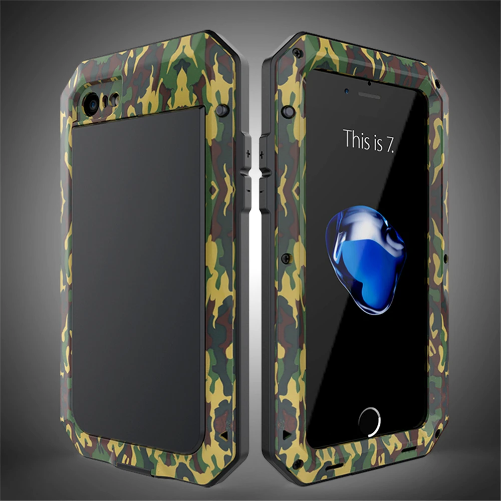 Противоударный Камуфляжный металлический чехол для iPhone Xs Max Xr X 8 6 6S 7 Plus, алюминиевый силиконовый чехол