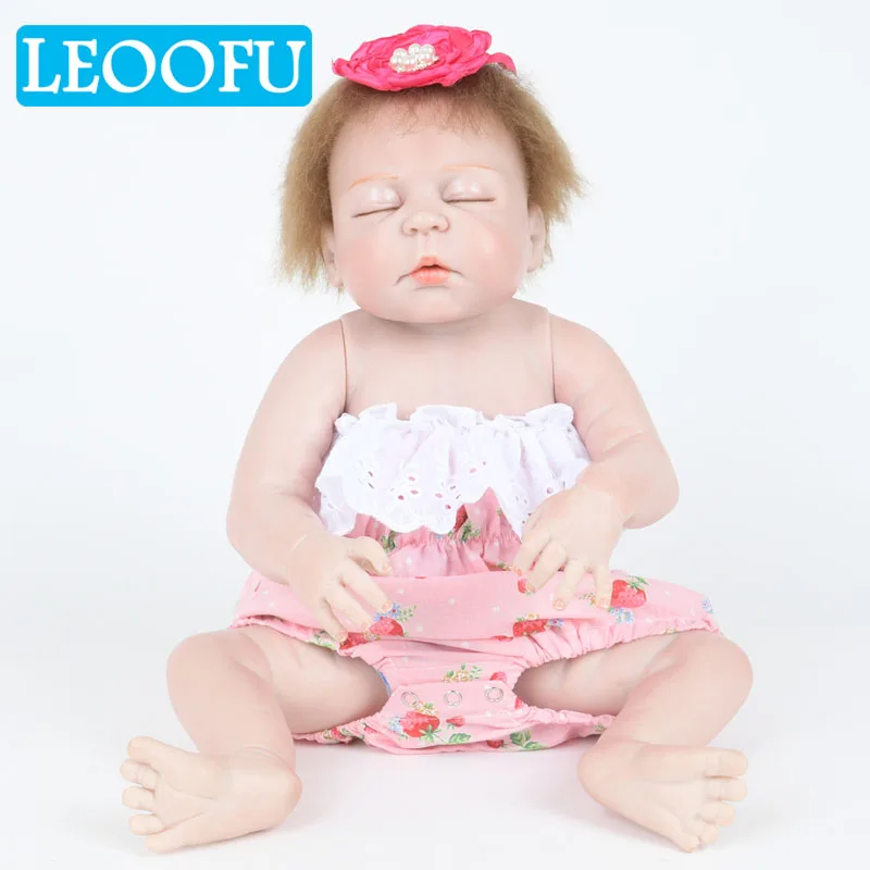 LEOOFU 55 см новорожденных мода Bebe куклы реборн силиконовые всего тела Симпатичные