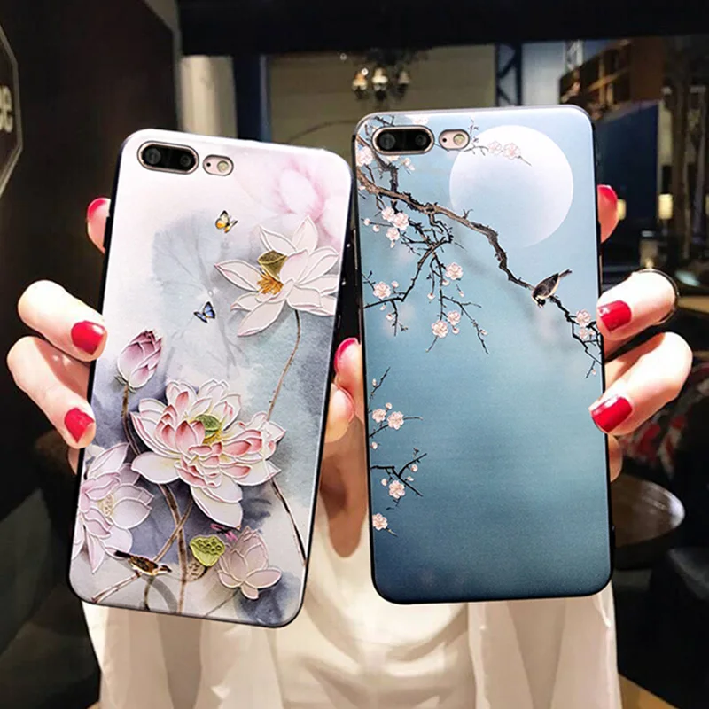 

Luxury Rose Flowers Black Phone Case On The For IPhone 6 6S 7 8 Plus X XR XS Max Cherry Flower Cover For IPhone 6 7 8 Soft Case