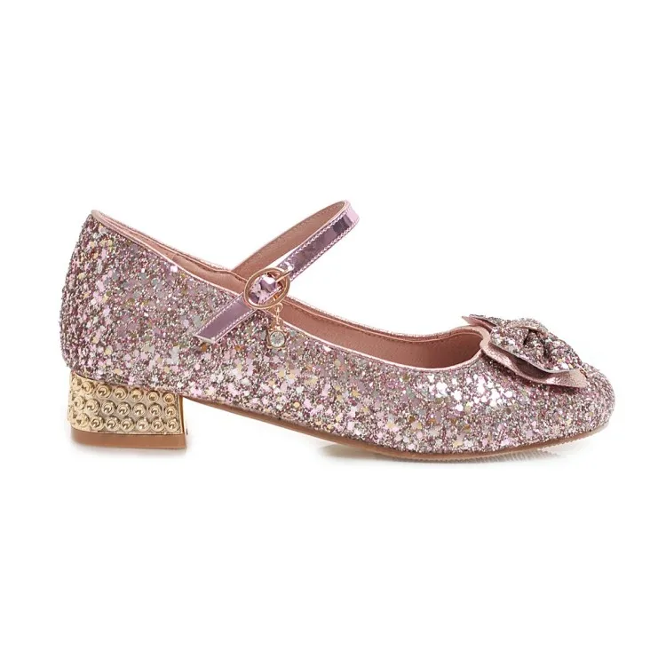 LAIGZEM/элегантная обувь для девочек; блестящие детские сандалии для принцессы; обувь на низком каблуке; вечерние танцевальные туфли с бантом; Meisjes Schoenen