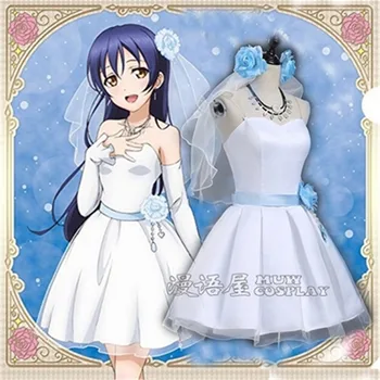 

Anime Love Live Kousaka Honoka Bridesmaid Cosplay Costume Dress+Belt+Shoulder Strap+Headwear+Veil+Necklace+Ear Rings+Gloves