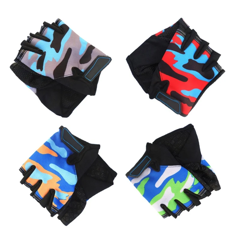Child Cycling Camouflage Children's Half Finger Bicycle Gloves High