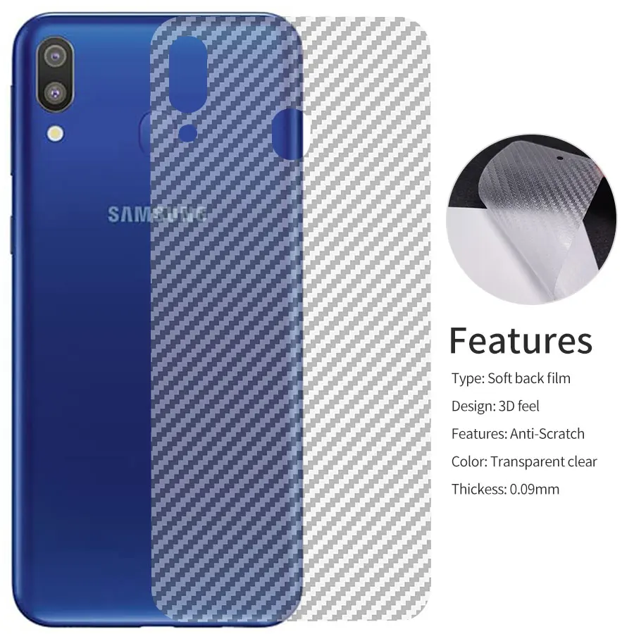 

Sticker For Samsung Galaxy M20 M10 Back Cover Carbon Fiber Screen Protector Screen Protector Protective Film Sticker