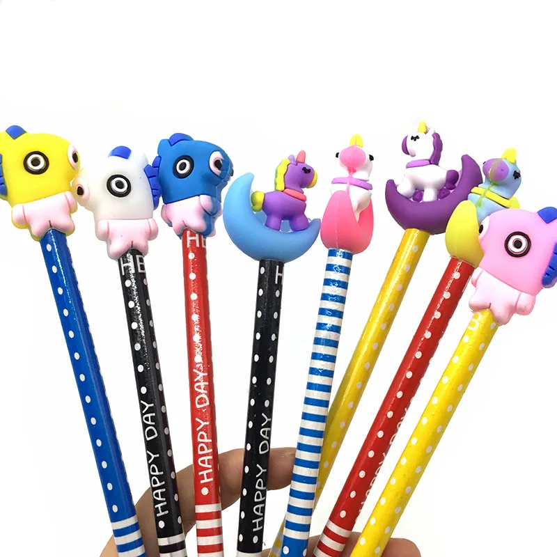 

4pcs/5pcs /lot Mini Rainbow Unicorn Flying Horse Action Figure Toys PVC Soft Model Pencil Topper Cap Hat Sucker Toys Kid Gift