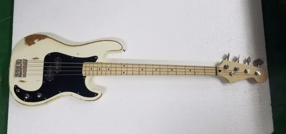 

Shelly new store factory custom white used vintage relic faded 4 string ash body P electric bass guitar musical instrument shop