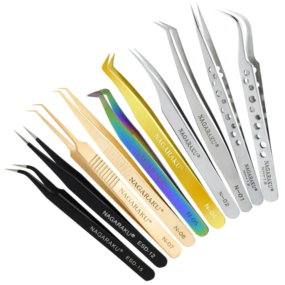 

Stainless Steel Straight Curved Eyelash Extension Tweezers Volume fans eyelash premade fans eyelash Makeup Tools