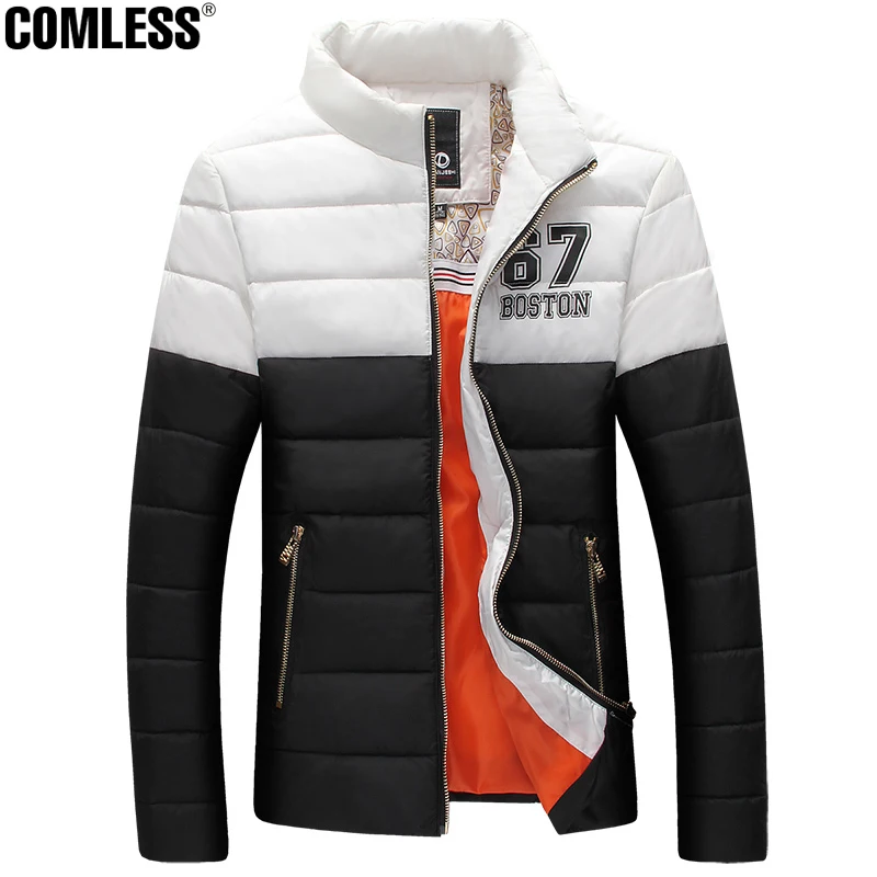 

2017 new men casual clothing winter cotton zipper cardigan slim thick coat letter printing  parka outwear wadded jacket M-3XL