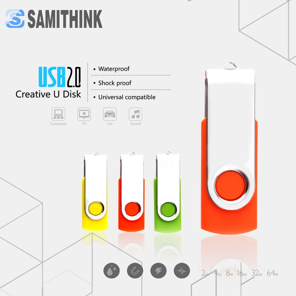 

Metal Swivel USB Flash Drive Fashion 10 Colors Pendrive High Speed USB Stick Flash Pen Drive 64GB 32GB 16GB 8GB 4GB 2GB
