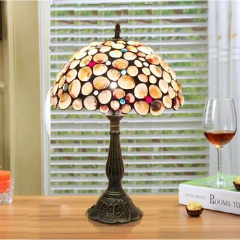 

30cm Tiffany Table Lamp Shell Handmade Decorative Lamp AC85-265V Bedside Dimming Table Lamps