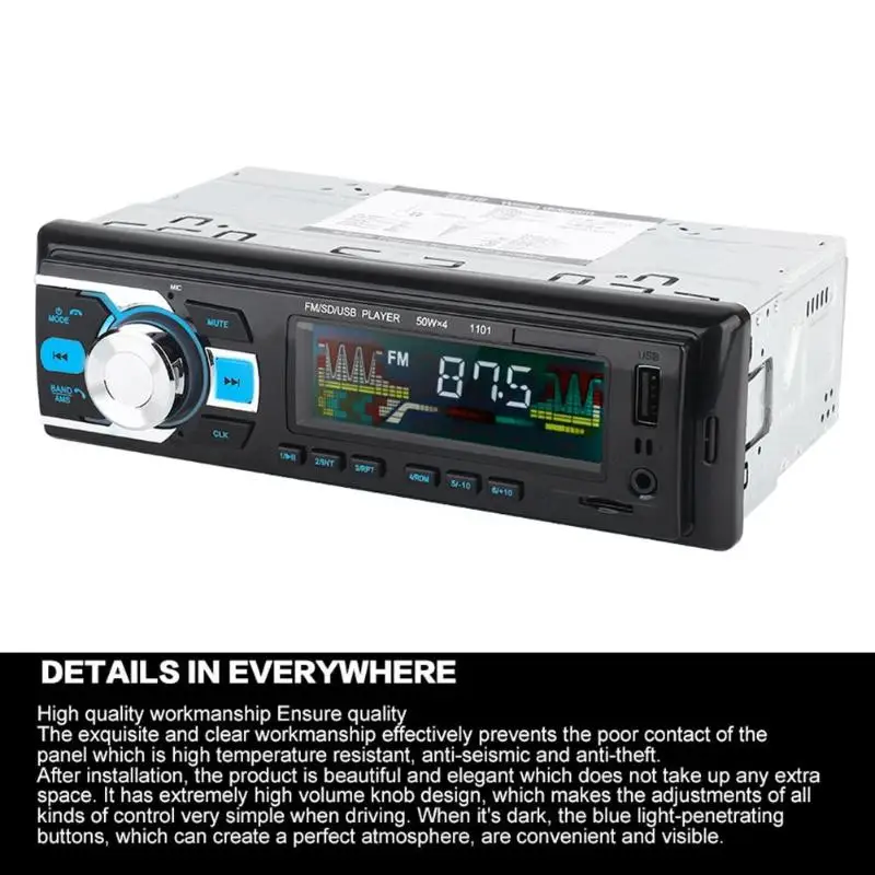 1 Din Bluetooth автомобильный Радио MP3-плеер 12 В BT громкой связи авто стерео аудио MP3 музыкальный плеер Поддержка FM USB AUX SD карта
