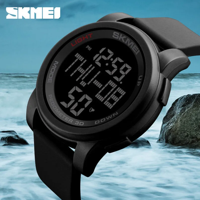 

SKMEI Fashion Outdoor Men Multi-function 3D Pedometer Watches Stopwatch Countdown Sports Student Electronic Waterproof Watches