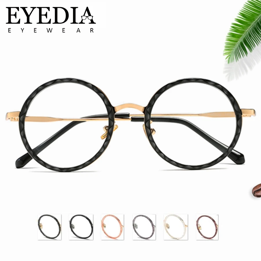 

New Luxury Women Men Round TR90 Glasses Frames Brand Design Optical Prescription Computer Myopia Glasses With Clear Lens 9123CJ