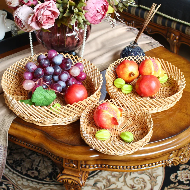 New Wicker Weaving Storage Basket Fruit Bread Vegetables Display Picnic Basket Rattan Storage Box For Cosmetics Snacks Tea Book New Wicker Weaving Storage Basket Fruit Bread Vegetables Display Picnic Basket Rattan Storage Box For Cosmetics Snacks Tea Book