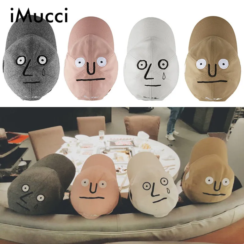 

iMucci Sad Boys Adjustable Hat Crying Face Embroidery Baseball Cap Streetwear Funny Face Expression Embroidery Hip-hop Cap