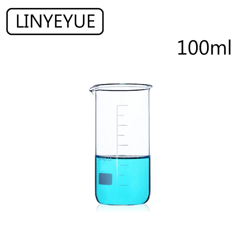 

LINYEYUE 100mL Glass Beaker Tall Form Borosilicate Glass high temperature resistance Measuring Cup Beaker Laboratory Equipment