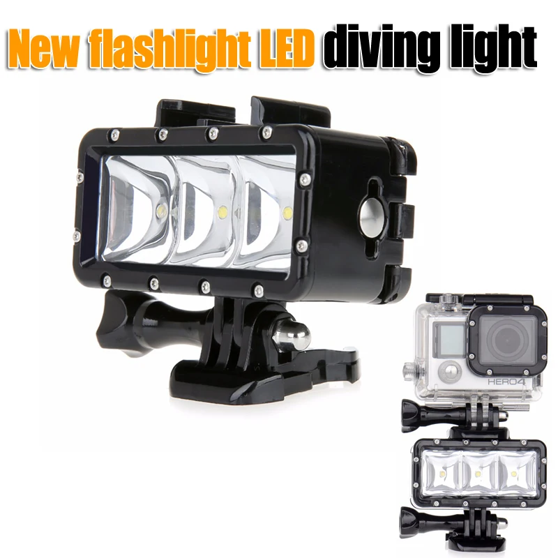 

Underwater Waterproof Go Pro Diving LED flash light lamp Flashlight Mount for GoPro Hero 4 3+ SJCAM SJ4000 sj7000 FOR Xiaomi Yi