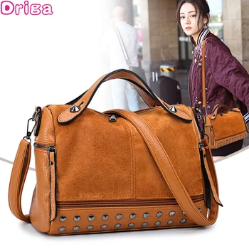 

Driga Fashion Large Quality Leather Female Shoulder Bag New Women Top-handle Bags with Rivets Vintage Motorcycle Tote Bags Sac