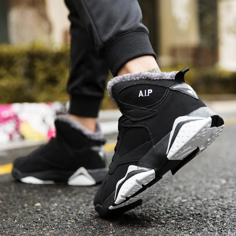 

New Winter Warm Basketball Shoes for Men Plush High Sports Sneakers Fahsion Couple Boots Air Jordan tenis de basquete masculino