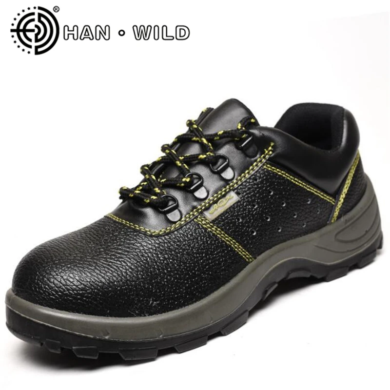 Men's Leather Safety Shoes Steel Toe Breathable Work Ankle Boots