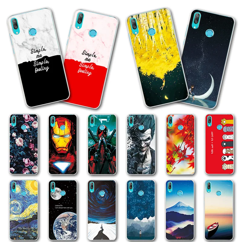 

For Huawei Y7 2019 6.26" Beautiful Planet Various Case Cute Soft Phone Shell For HuaweiY7 2019 Back Cover Fundas Capa Y 7 2019
