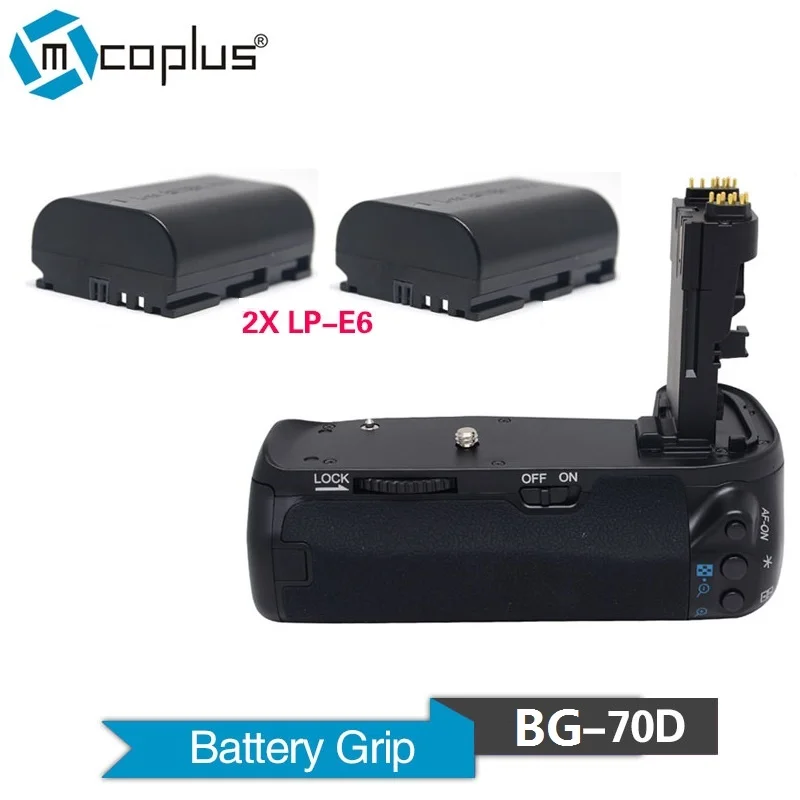 

Mcoplus BG-70D Vertical Battery Grip Holder with 2x LP-E6 Battery For Canon EOS 70D 80D DSLR Camera as BG-E14 Meike MK-70D