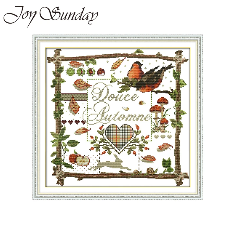 

Joy Sunday Swallows in Autumn Counted Cross Stitch Kits Animal Crossing 11CT 14CT DMC Cross Stitch Sets Embroidery Needlework
