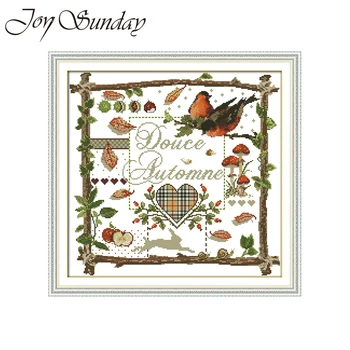 

Joy Sunday Swallows in Autumn Counted Cross Stitch Kits Animal Crossing 11CT 14CT DMC Cross Stitch Sets Embroidery Needlework