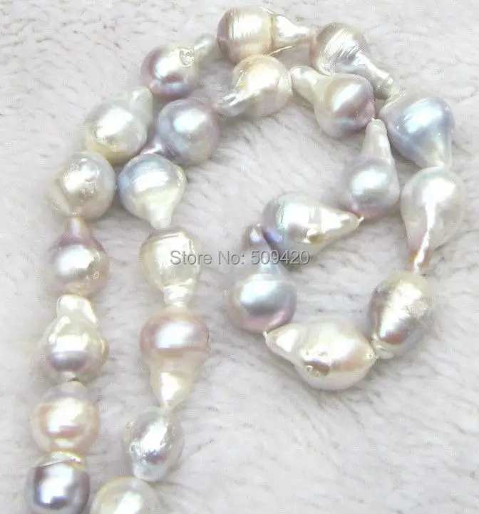 

Free Shipping >>>14k 14-17mm Australian South Sea & Iridescent Keshi Baroque Pearl 18" Necklace