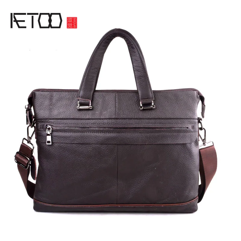 

AETOO 2018 New vintage Genuine Leather Men Bag Famous Shoulder Bag Messenger Bags Causal Handbag 15'' Laptop Briefcase Male
