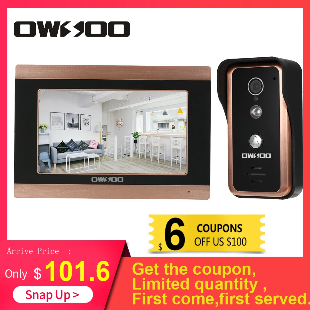 

OWSOO 7inch Monitor Wired WIFI Video Door Phone Doorbell Intercom Entry System Support Night Vision Phone APP Remote Intercom