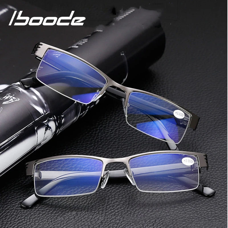

iboode Resin Reading Glasses Men Women Metal Half Frame Hyperopia Presbyopia Eyeglasses Diopters +1.0 1.5 2.0 2.5 3.0 3.5 4.0