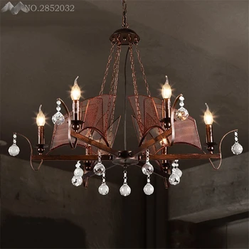 

American creative Loft Industrial sail iron Chandeliers Crystal Chandelier for living room restaurant kitchen lighting fixtures