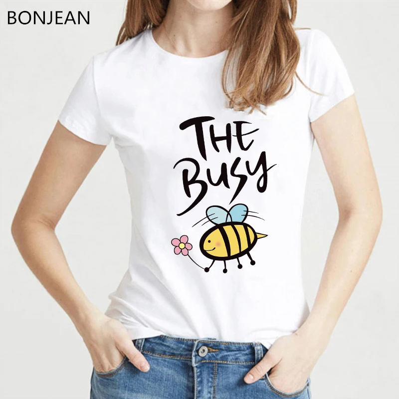 

The busy bee letter printed t shirt women harajuku kawaii tshirt femme funny cute casual girl t-shirt female streetwear